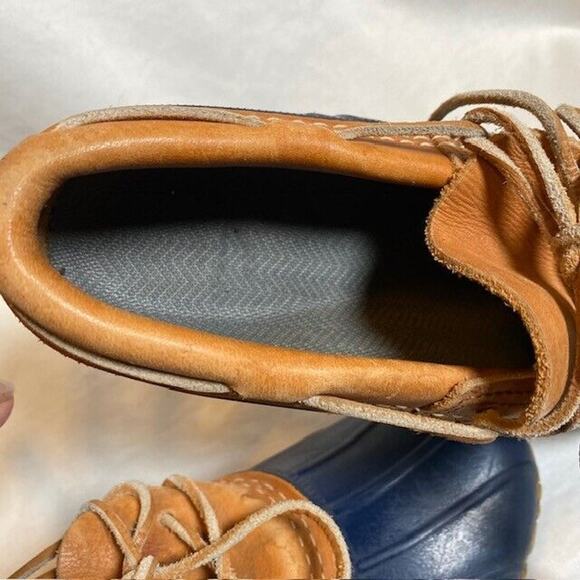LL BEAN Duck Boots Navy Blue Moc Low Top Womens 6 Rubber Leather USA - Picture 7 of 7